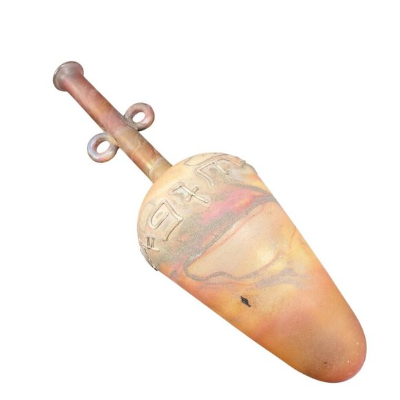 Egyptian Hand Blown Art Glass Vase Bottle Thin Lightweight Scavo Textured Glass - Picture 1 of 16